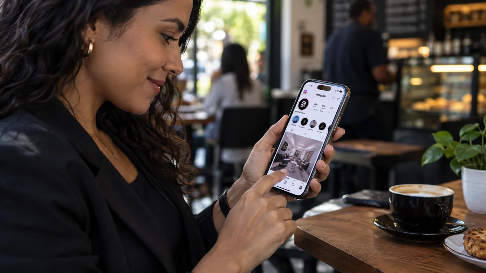 Cliente acompanhando o perfil de uma empresa no Instagram